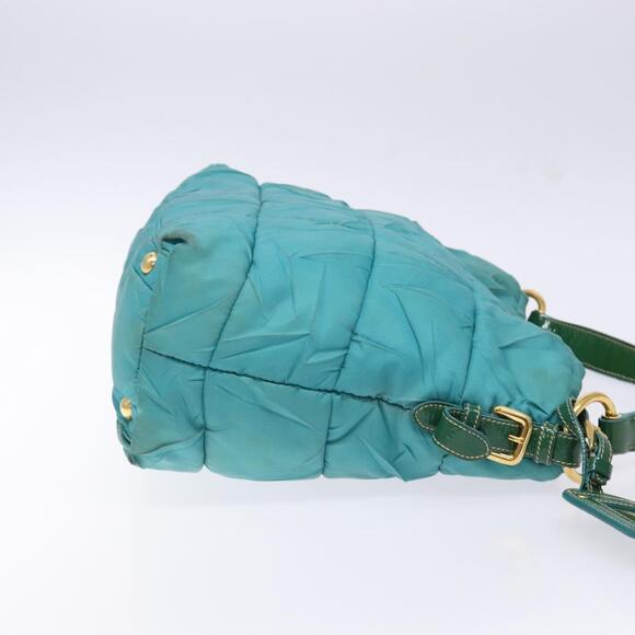 PRADA Shoulder Bag Nylon Blue Gold - Picture 4 of 12